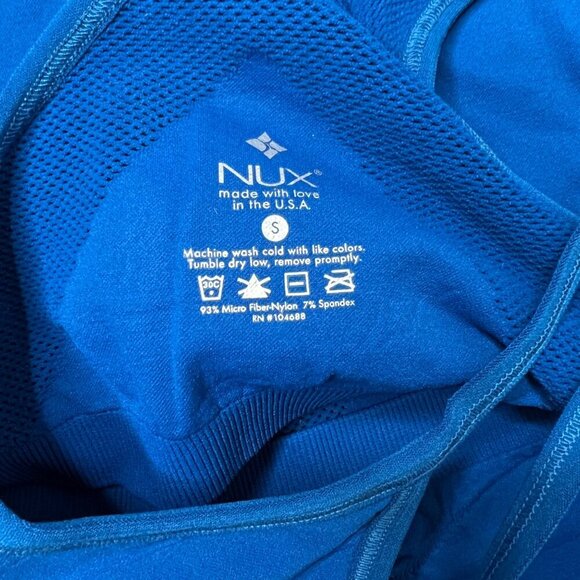 NWT Nux Blue Light Compression Shelf Bra Seamless Tank Racerback Logo Small - Picture 2 of 7
